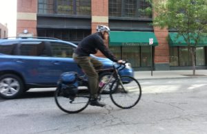 Scott riding Cannondale commuter-CX bike