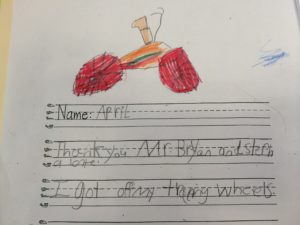 A note of thanks from a second grader