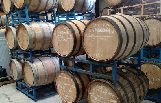 Aging in Oak casks - some previously used for aging bourbon-other liqour