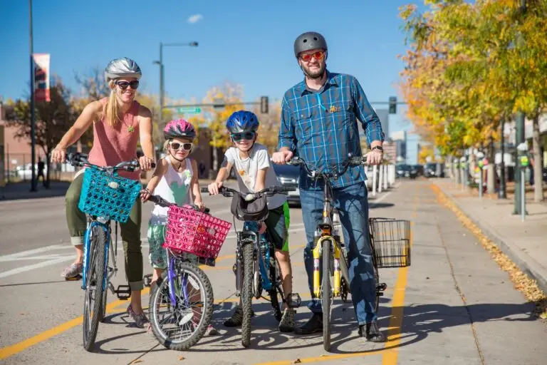 Family on bikes