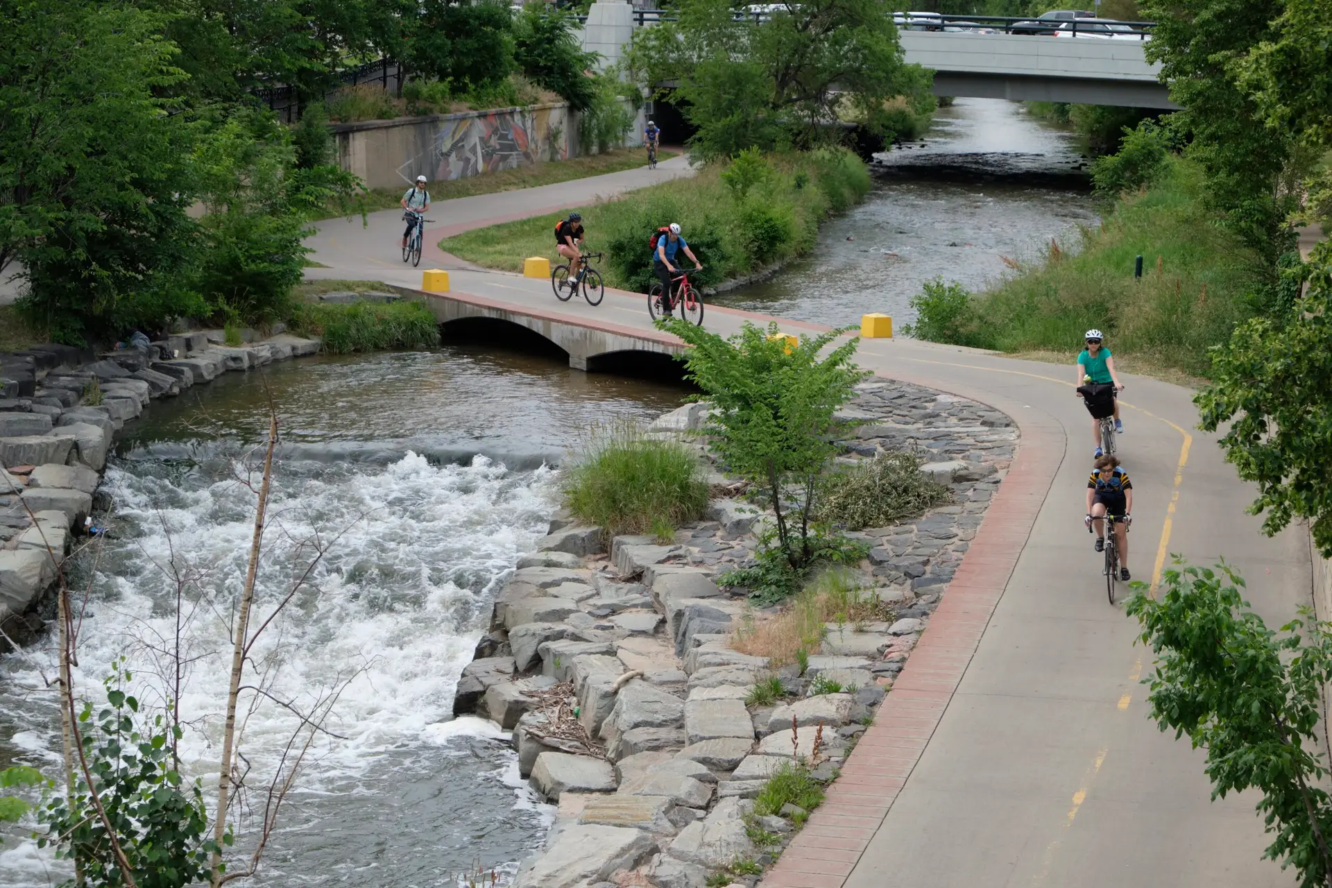 Bike riders on bike path