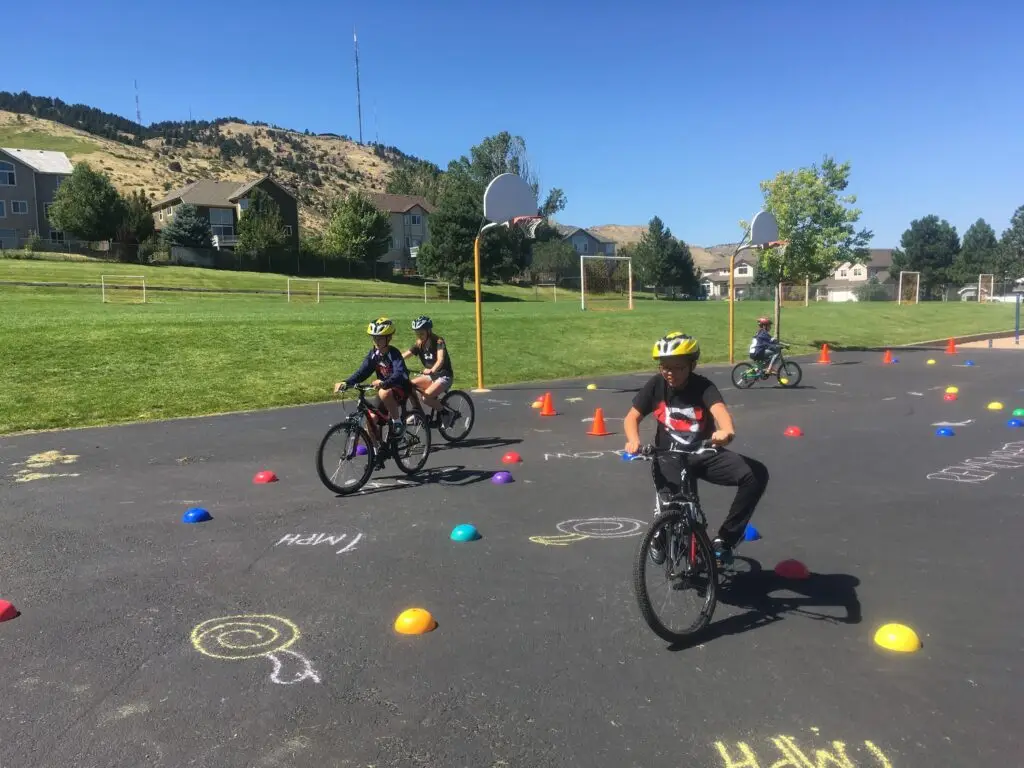 Bike riders at school