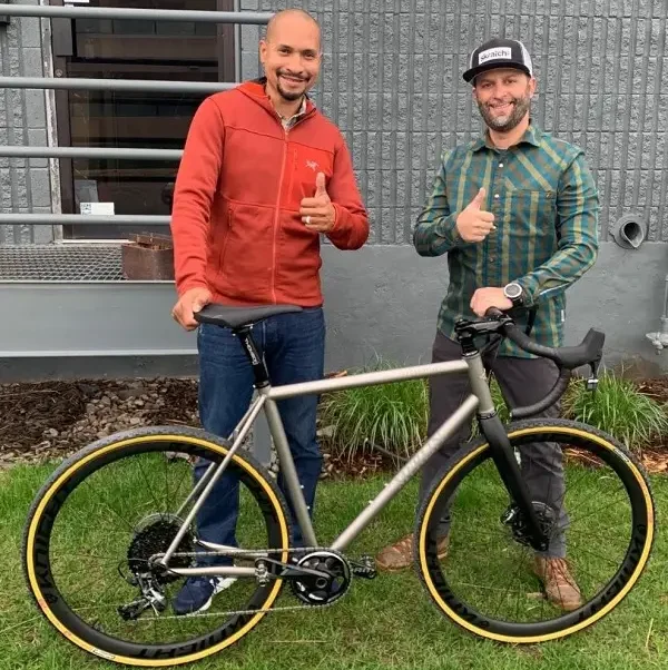 Raffle winner with his bike