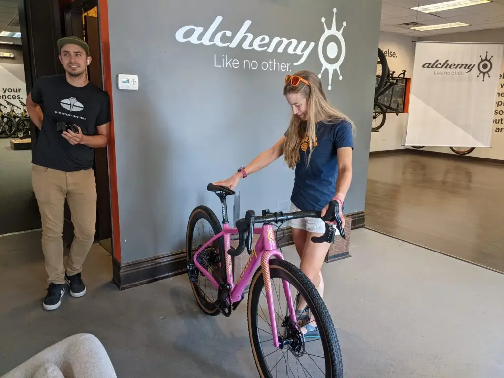 Raffle winner with Alchemy bike