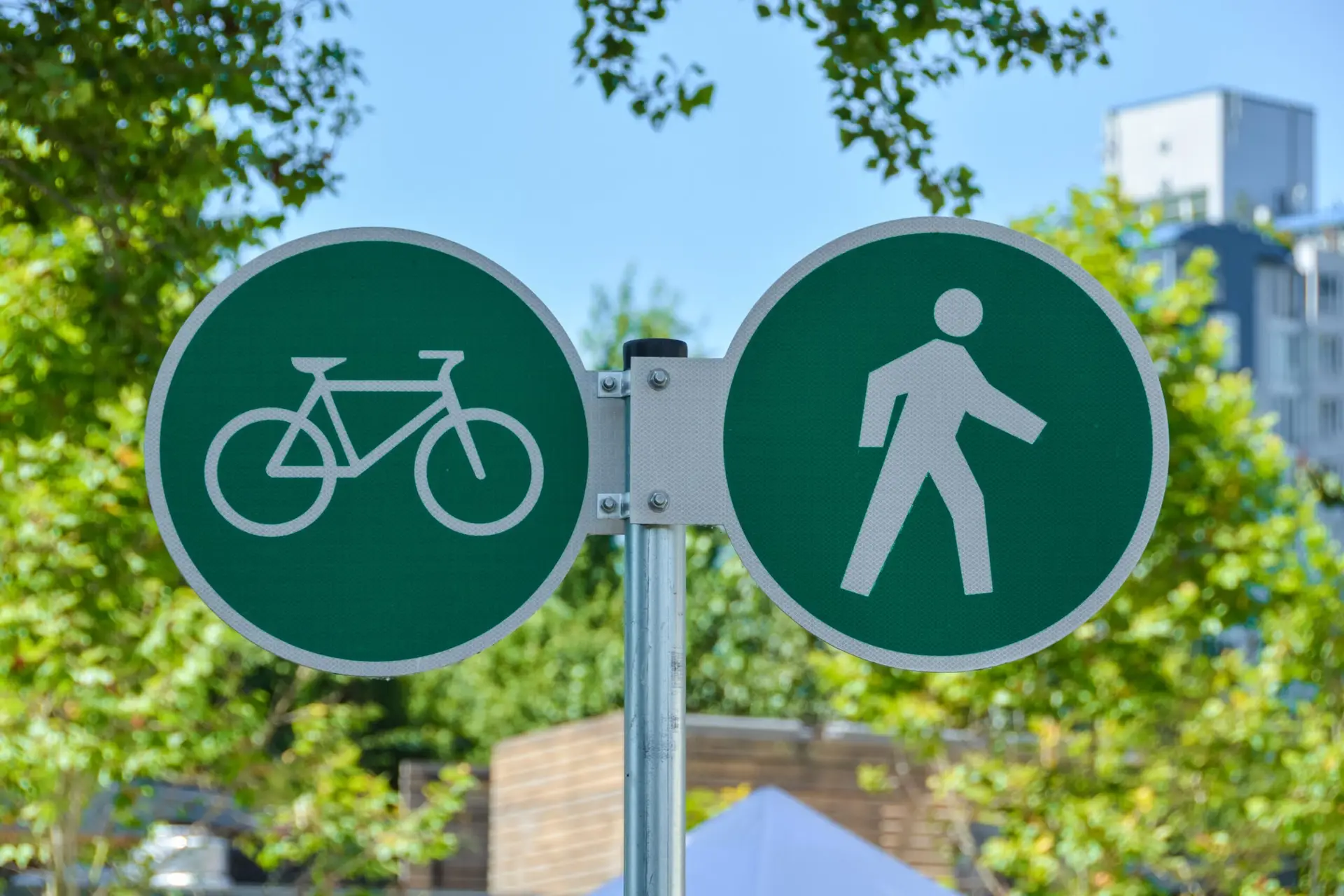 Pedestrian and biking sign
