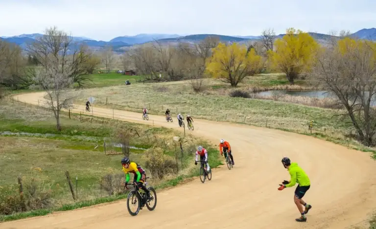 Bicyclists during gravel race