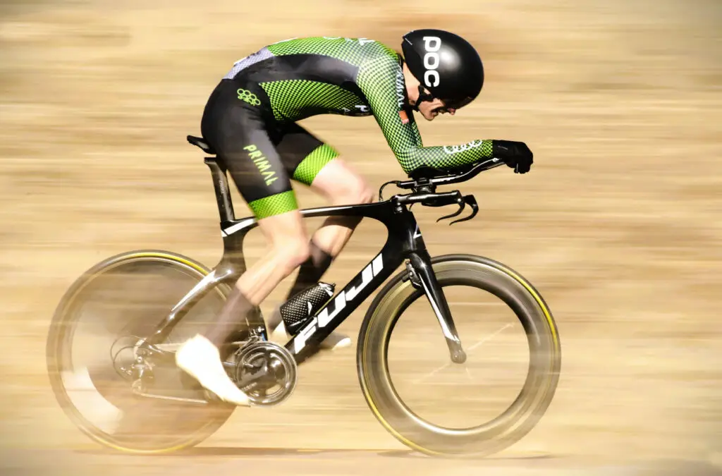 Bicyclist during time trial