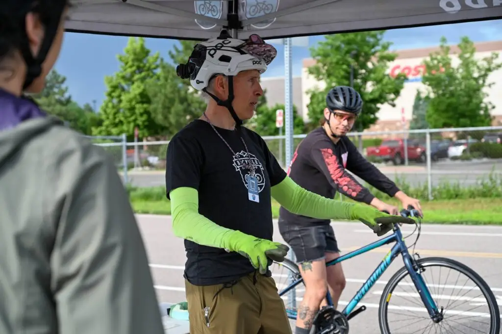 Bike educator teaching