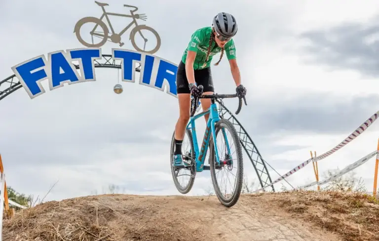Bicyclist on dirt trail