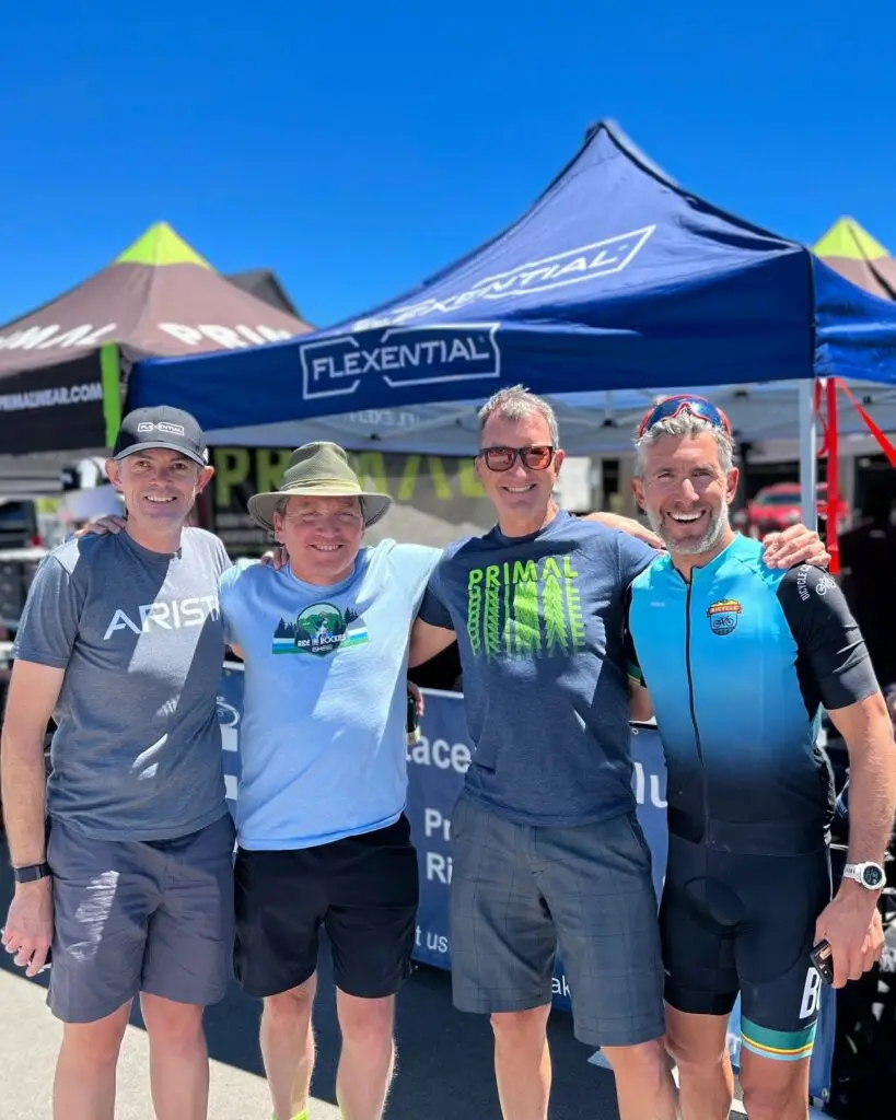Bicyclists gather at an event
