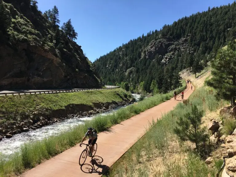 Bicyclists on a mountain bike path
