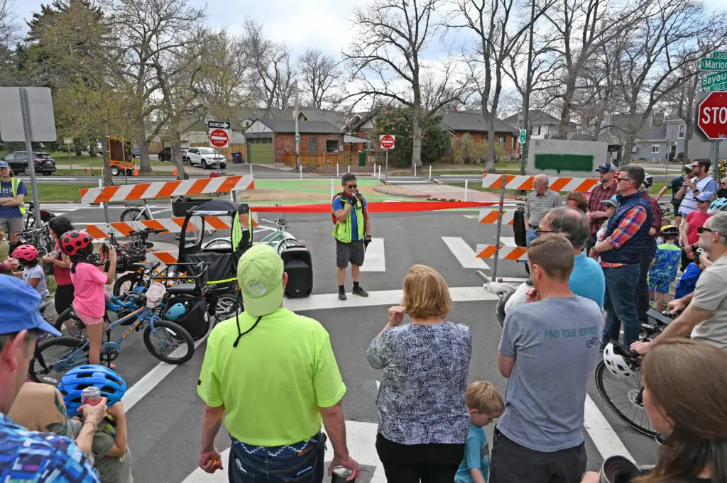 Community members speak at an event