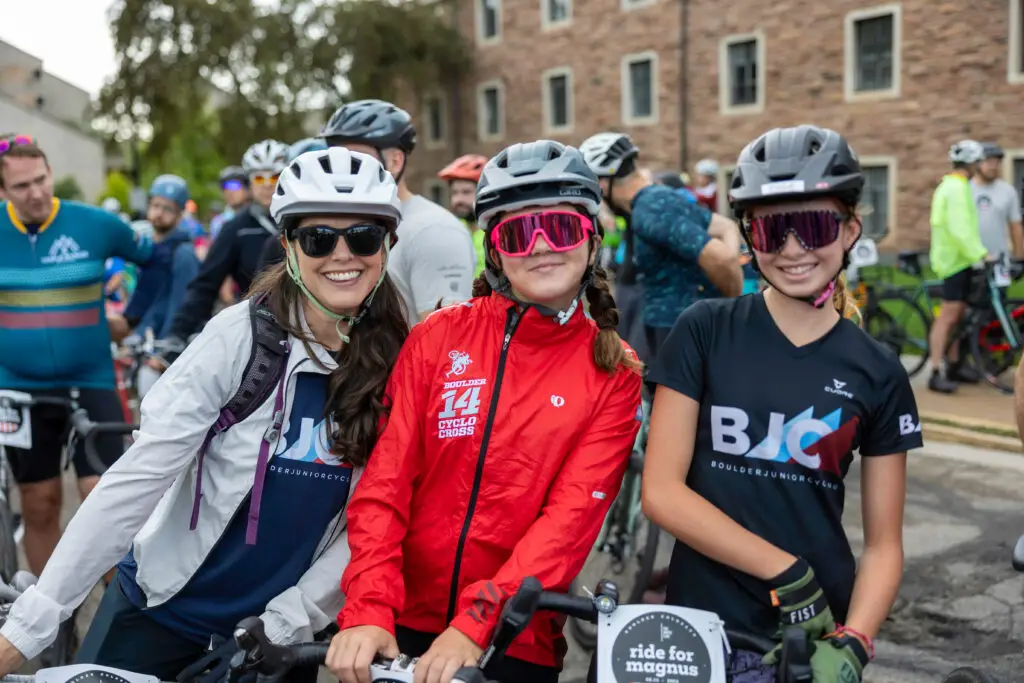 Group of young bicyclists