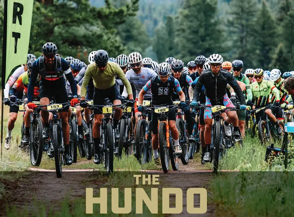 Bicyclists ride in The Hundo event