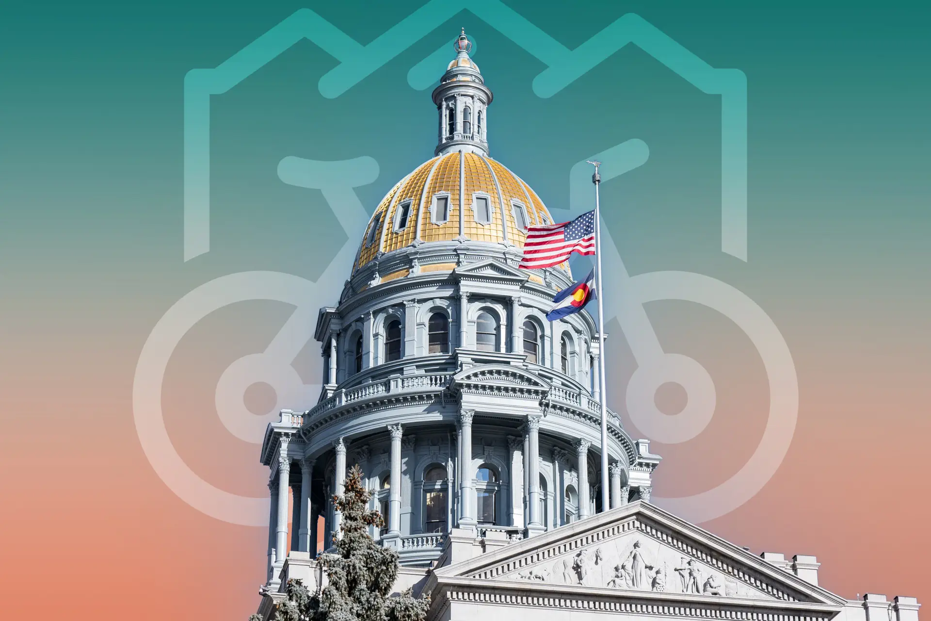 Bicycle Colorado logo mark with photo of Colorado State Capitol for Safe Streets Day