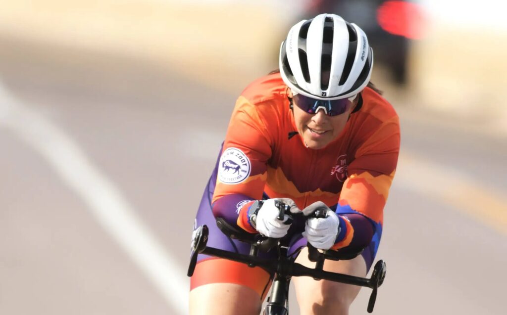 Bicyclist riding a time trial