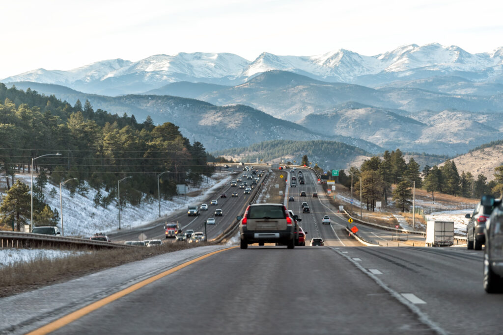 Colorado road with cars