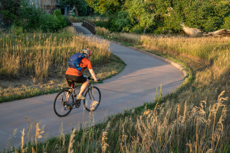 Bicyclist on bike path